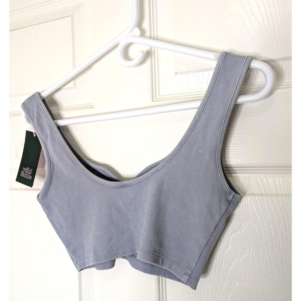 Womens Slim Fit Ribbed Tiny Tank Top Blue Size Small - Picture 3 of 10